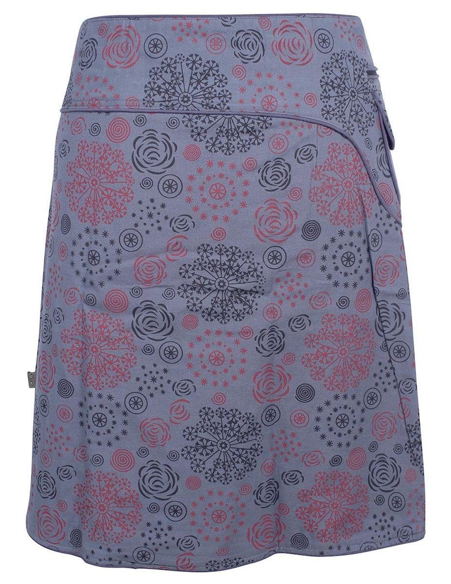 Wickeln Rock Sidebag Druckknöpfe bedruckt Goa, Elfen, Wickelrock Blumen Ethno Vishes Style grau