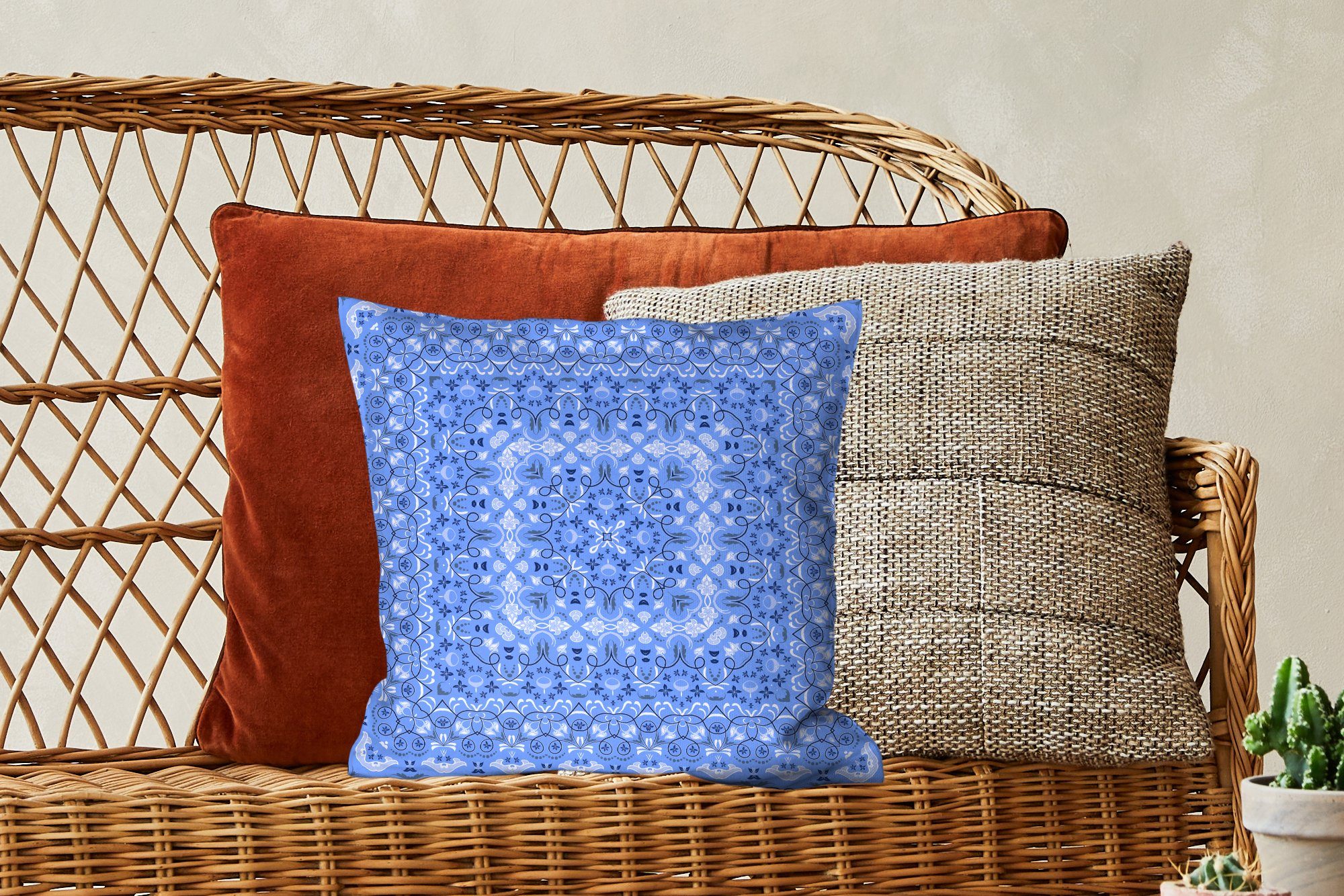MuchoWow Blau, Persischer - Teppich Füllung für Wohzimmer, Muster mit Zierkissen Schlafzimmer, - Sofakissen Deko, Dekokissen