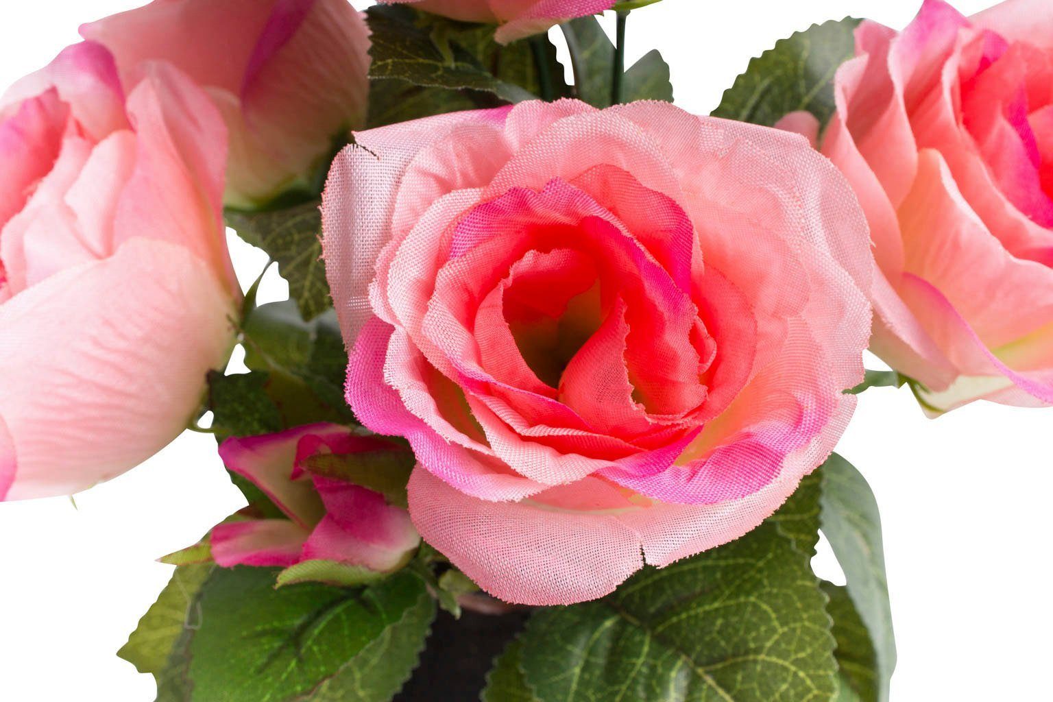 Kunstblume Rosenbusch Rose, Botanic-Haus, Höhe 27 cm