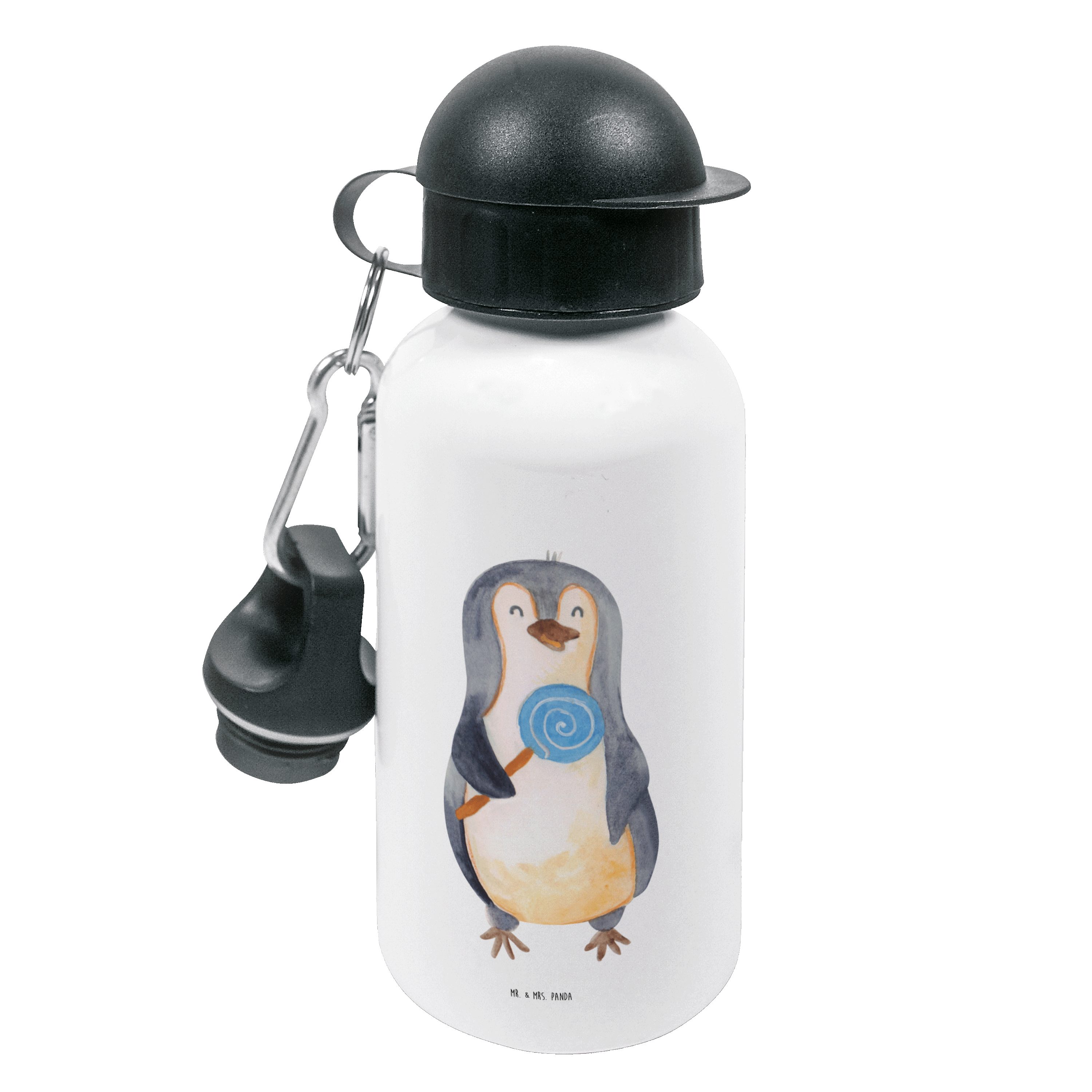 Mr. & Mrs. Panda Trinkflasche Pinguin Lolli - Weiß - Geschenk, naschen, Grundschule, Süßigkeiten, R