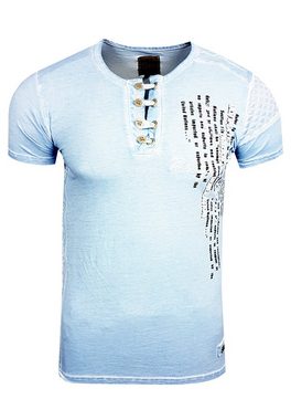 Rusty Neal T-Shirt mit schicker Knopfleiste