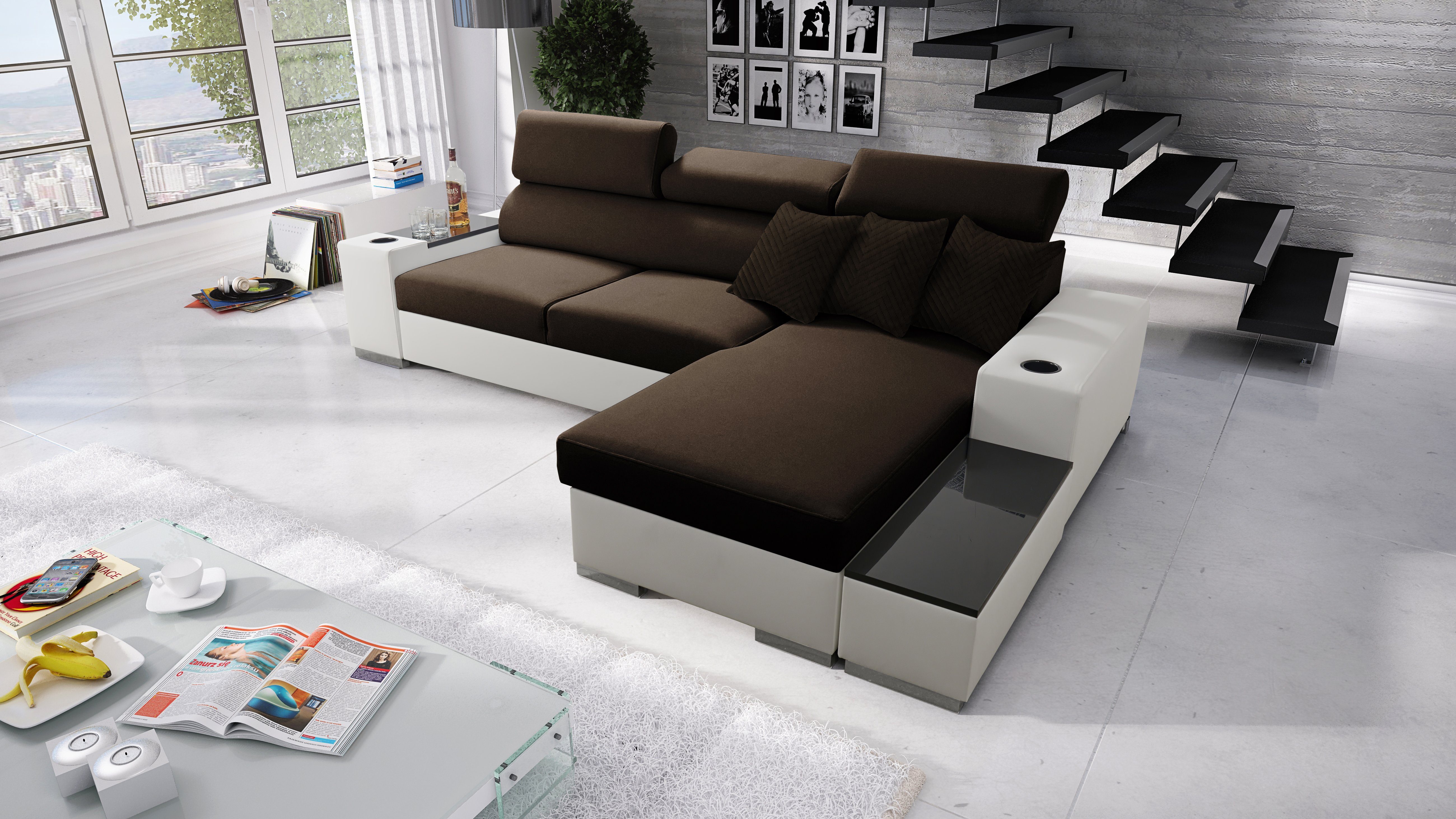 Best for Home Ecksofa Pete I Maxi: Schlaffunktion & Bettkasten für das Moderne Wohnzimmer AMOR4301