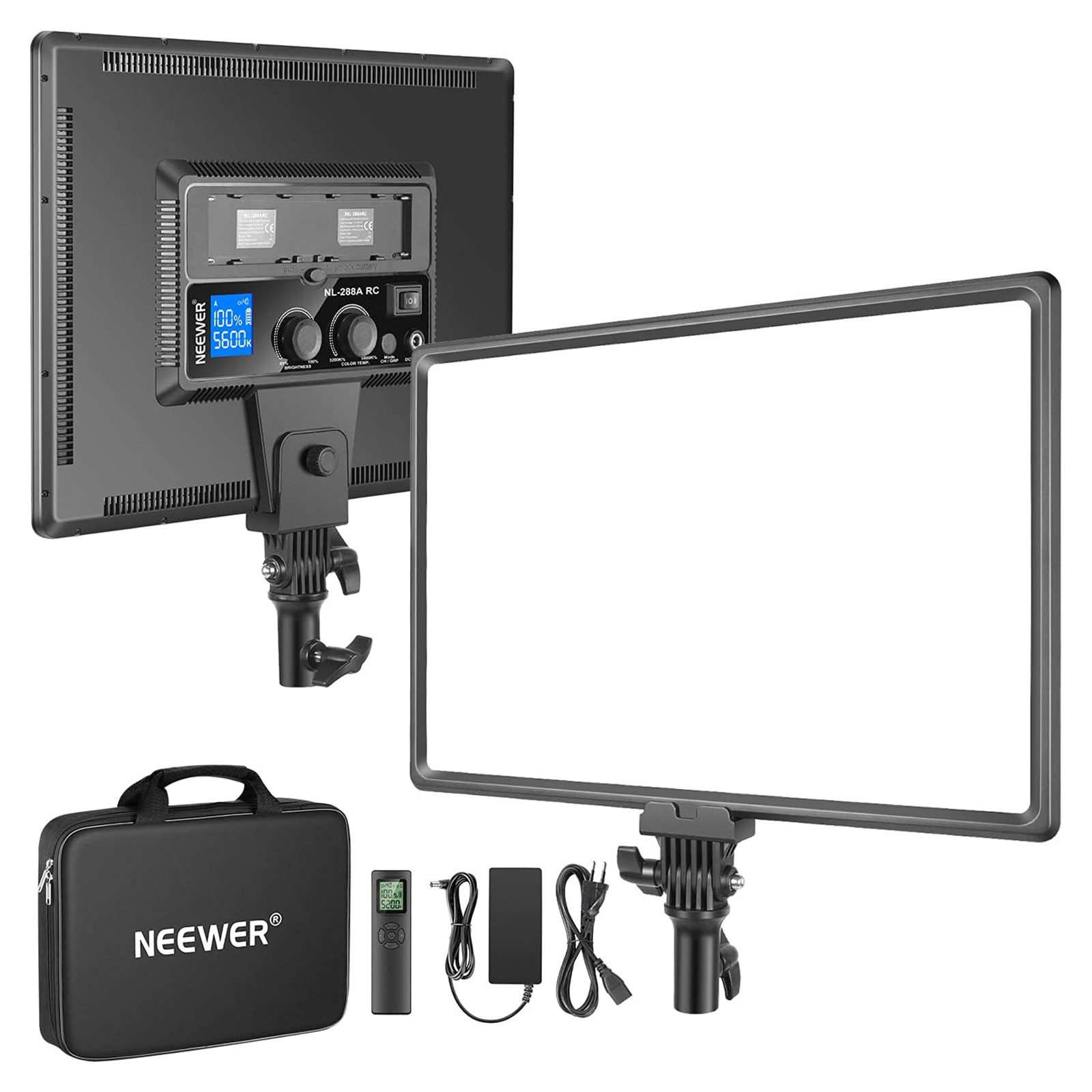 Neewer Videoleuchte NL288 LED Video Panel Licht, Dimmbar, Zweifarbig, 45W, 3200K-5600K, mit 2,4G Fernbedienung und Adapter, für Foto YouTube Live Stream