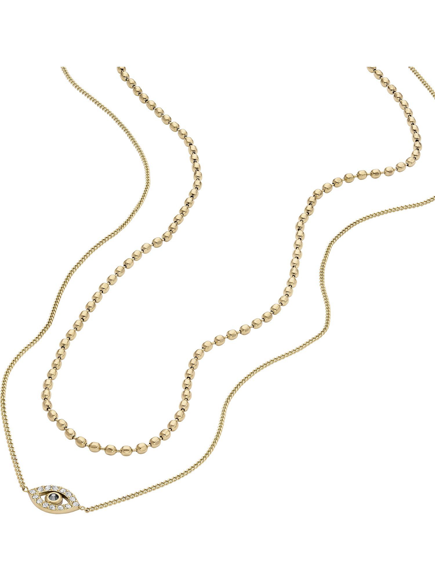 Fossil Collier Fossil Damen-Kette Edelstahl Glasstein