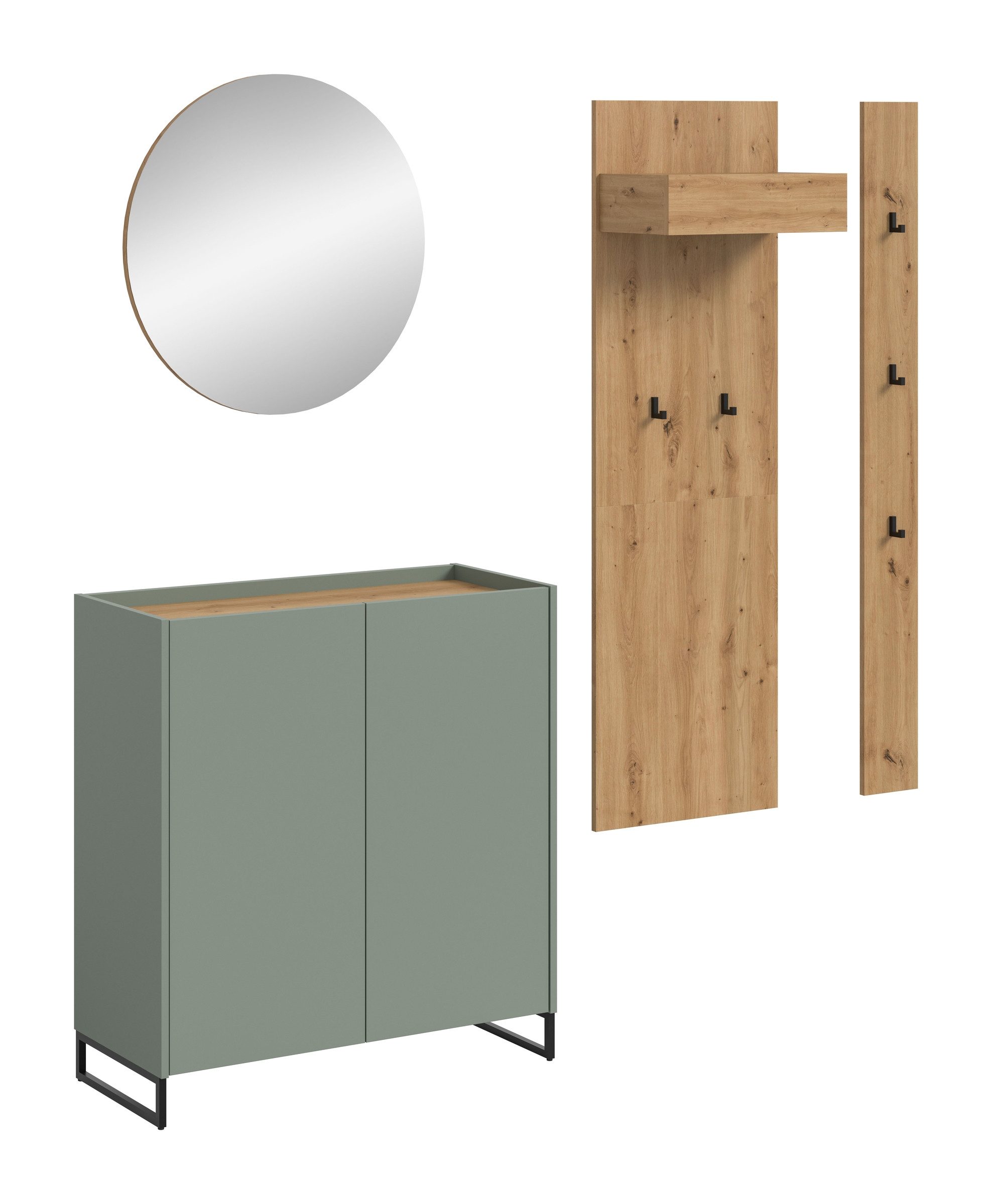 freiraum Garderoben-Set Drive, in Salbei - 197x206x32cm (BxHxT)