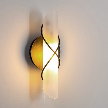 hofstein Wandleuchte »Curdomo« Wandlampe aus Metall/Glas in Gold/Braun/Weiß, ohne Leuchtmittel, Up & Down-Effekt, 1xE14, Innen mit Lichteffekt u. An-/ Ausschalter