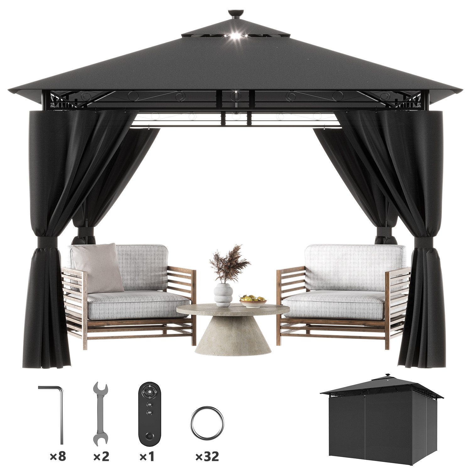 Furnicopia Pavillon Gazebo Partyzelt 3*3CM wasserdichter Gartenpavillon für günstig online kaufen