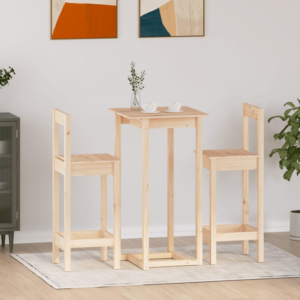 vidaXL Essgruppe 3-tlg. Bar-Set Massivholz Kiefer, (3-tlg)