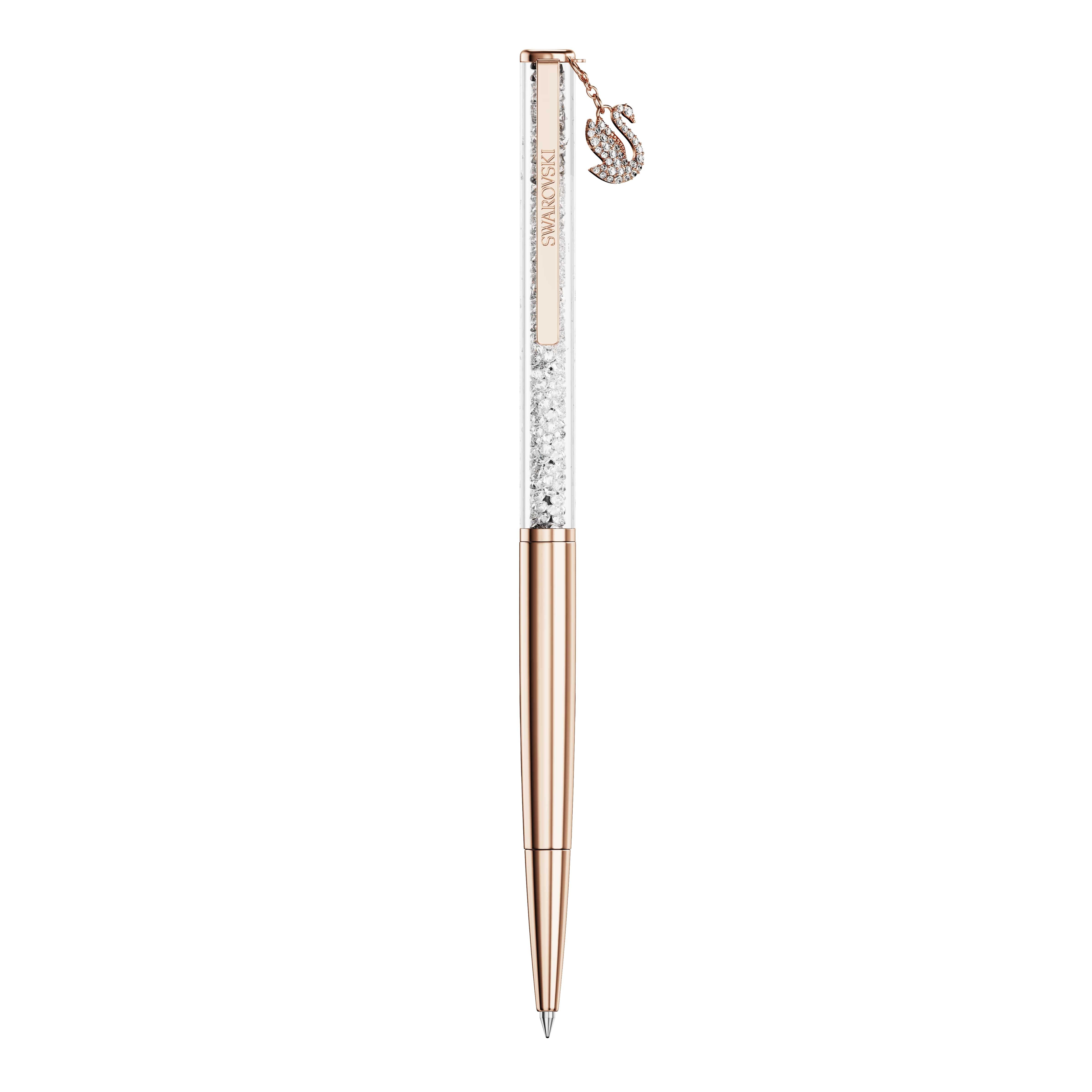 Swarovski Drehkugelschreiber Schreibgerät Geschenk CRYSTALLINE mit Schwan-Charm, (1-tlg), mit Swarovski® Kristallen