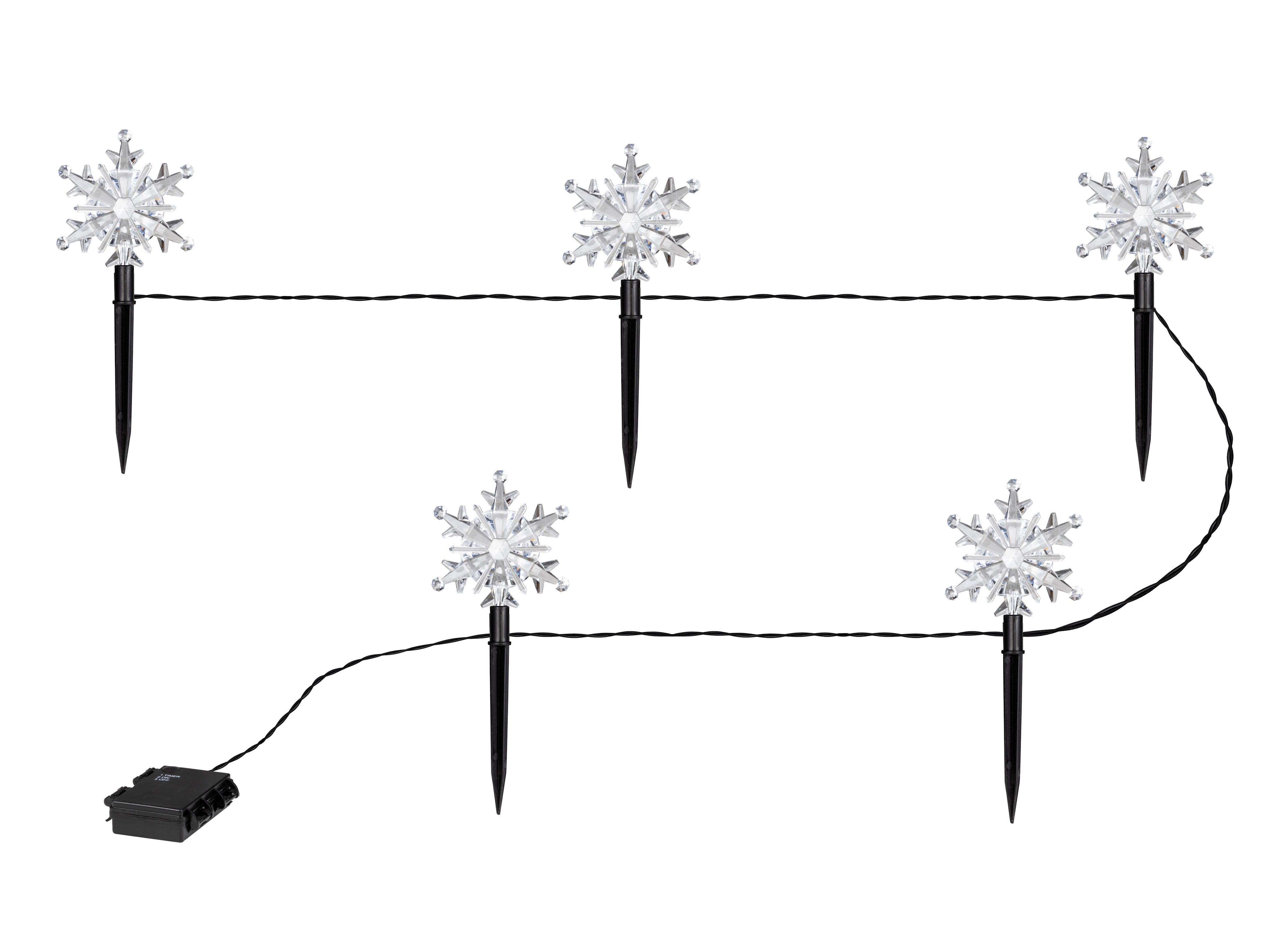 Spetebo Gartenstecker LED Gartenstecker Schneeflocken 5er Set mit Timer (Se günstig online kaufen