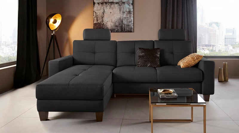 Places of Style Ecksofa Varese L-Form, Recamiere wahlweise mit elektrischer Relaxfunktion, 2-Sitzer-Element