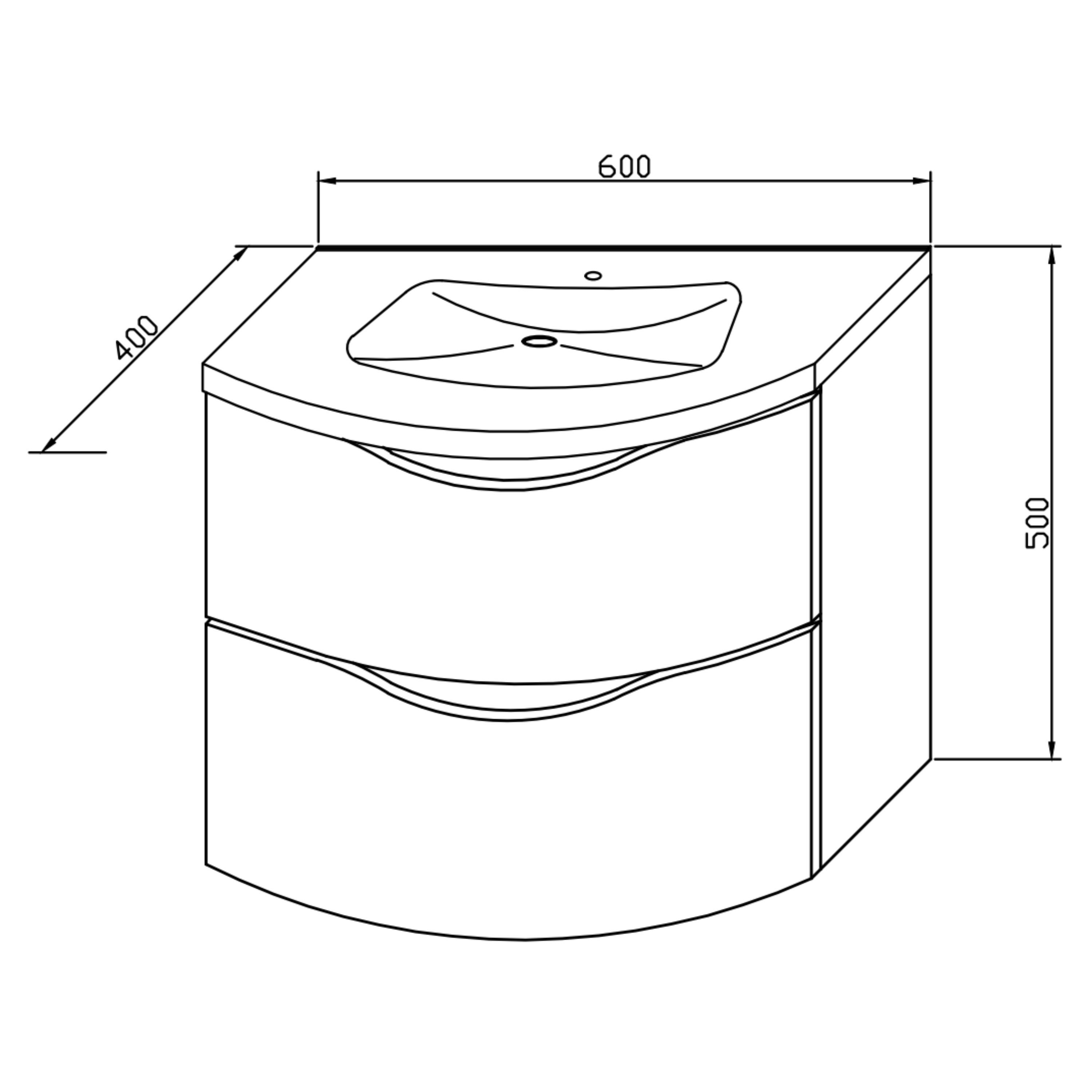 BRIDGE BENO Badmöbel-Set 60cm Curved Badezimmerwaschtisch, günstig online kaufen