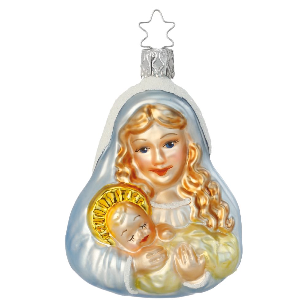 Christbaumschmuck Madonna, Maria mit Jesuskind 9cm Inge-Glas Weihnachtsschmuck