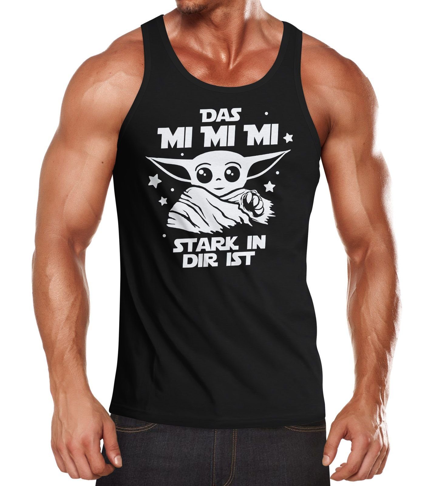 MoonWorks Tanktop Herren Tanktop Parodie Spruch Das mi mi mi stark in dir ist Fun-Shirt Achselshirt Moonworks® mit Print