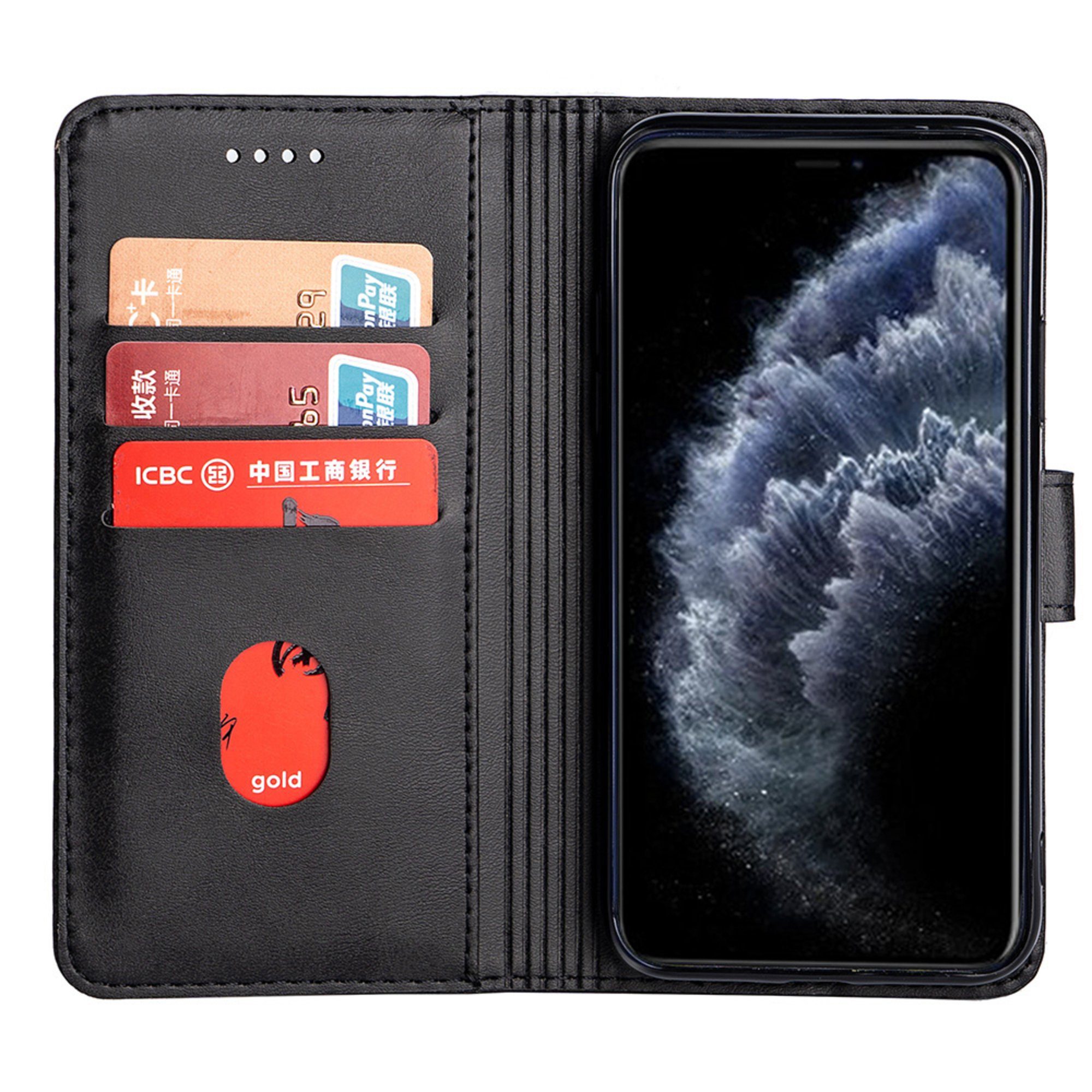 H-basics Handyhülle Handyhülle für Huawei P30 hülle case cover - Kartenfach, Stand Funktion, und sichtbar Magnetverschluss