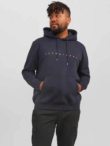 Jack & SWEAT JJESTAR PLS NOOS PlusSize dark Jones HOOD JJ Kapuzensweatshirt navy