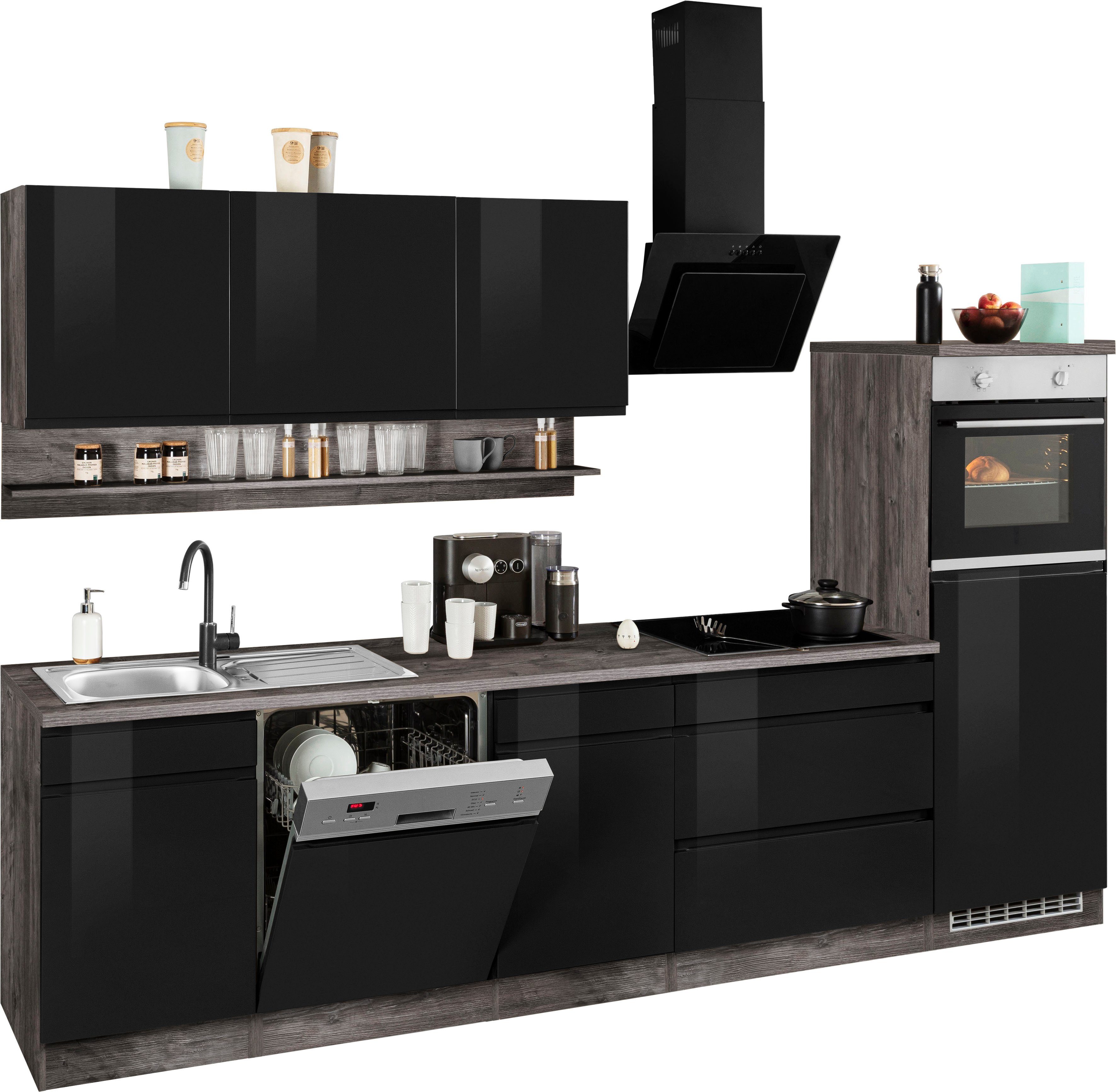 Coin cuisine, cuisines aménagées, meubles de cuisine, cuisine équipée, largeur 300 cm, avec électroménager en option