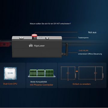 Algolaser Graviergerät Lasergravierer 10 W, 100-240 V, Kompatibel mit bis zu 20 W Laser, 1-St., Hochpräziser Ultrafeiner Laser, Gravurbereich 400 x 400 mm