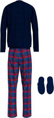 Tommy Hilfiger Underwear Pyjama LS PANT SLIPPERS SET FLANNEL (Set, 3 tlg., Pyjama + Slipper) im Karo-Design