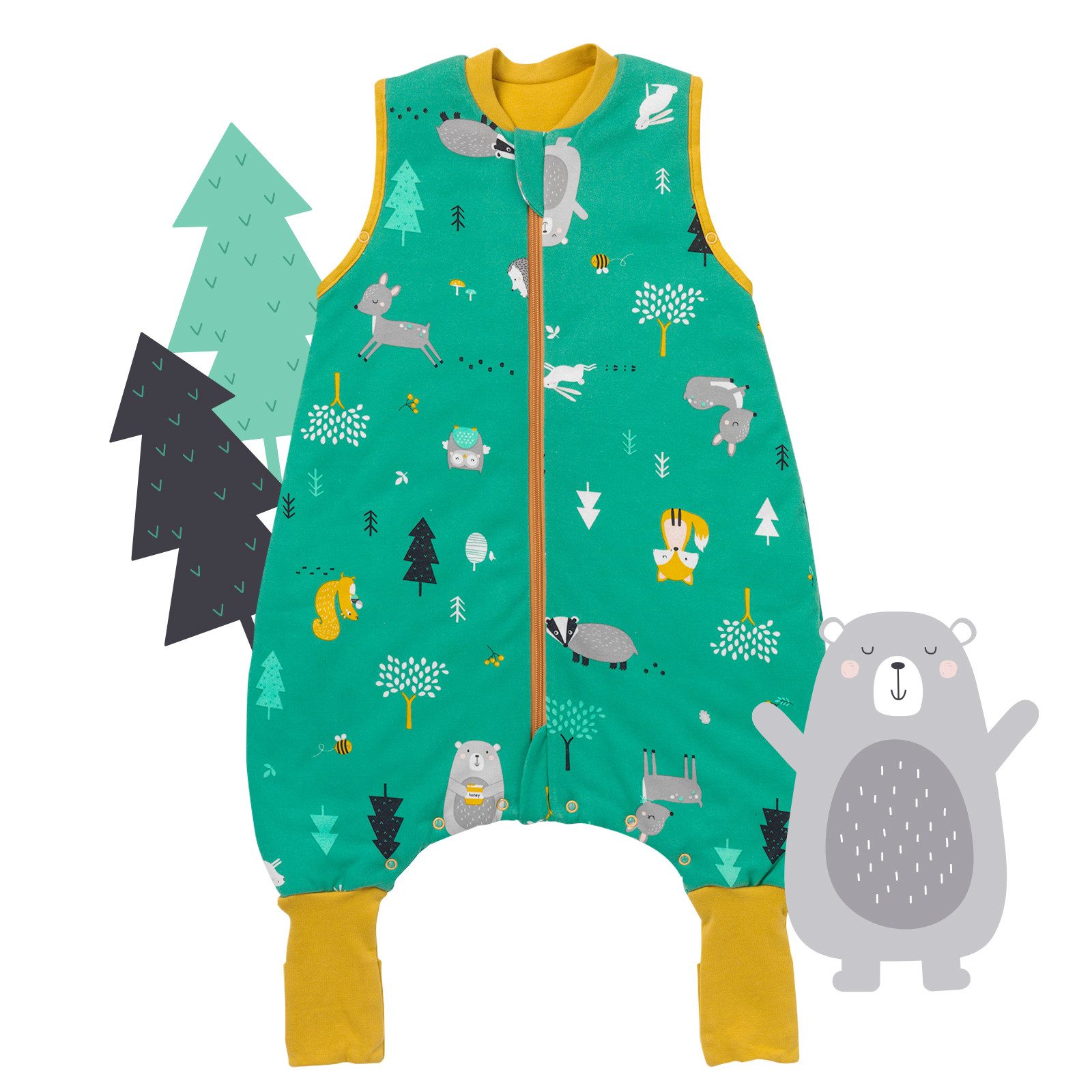 Kinderschlafsack Bio Schlafsack mit Füßen und umklappbaren Bündchen, 1.0 Tog OEKO-TEX