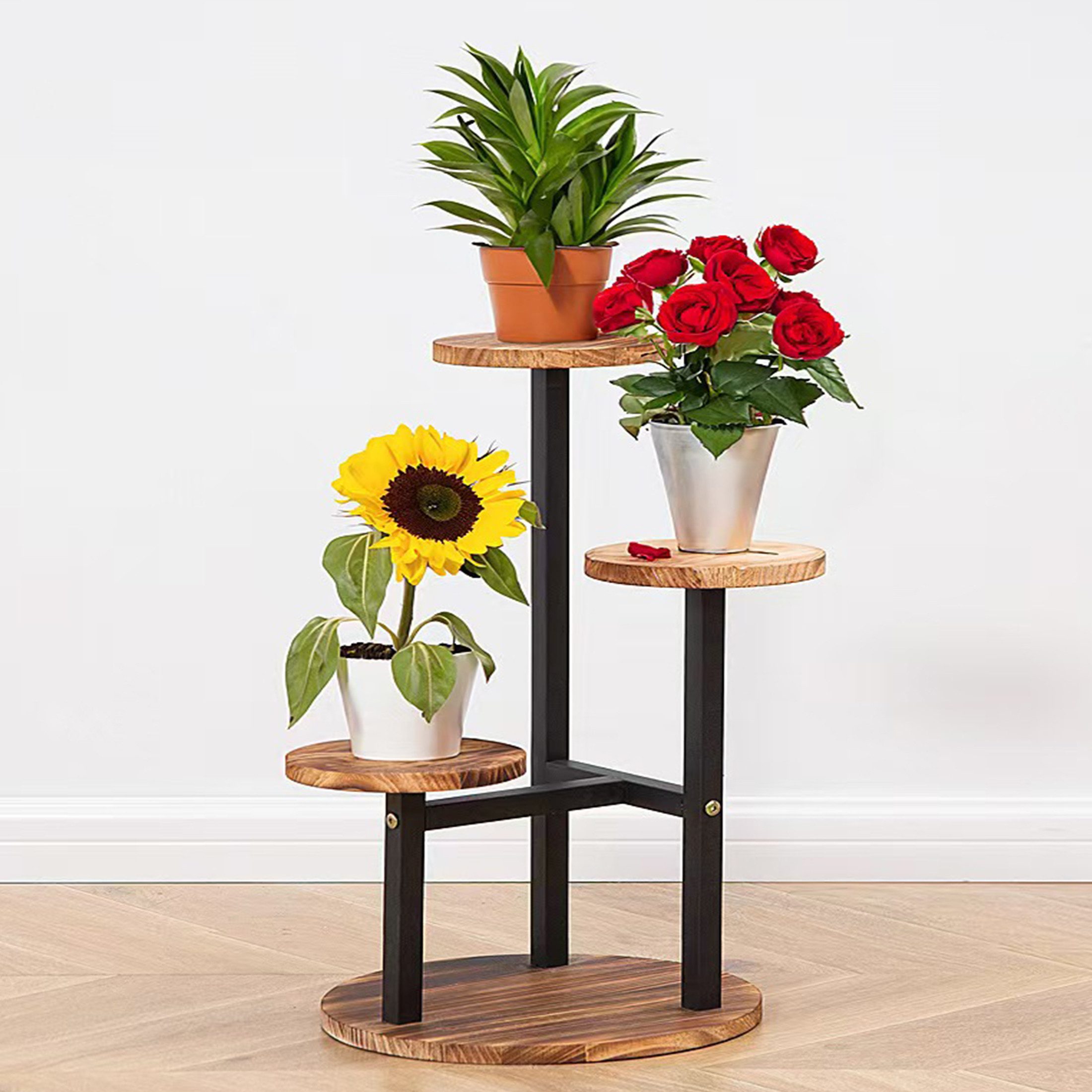 Masbekte Blumenständer rund Pflanzenständer, Holz 3 günstig online kaufen