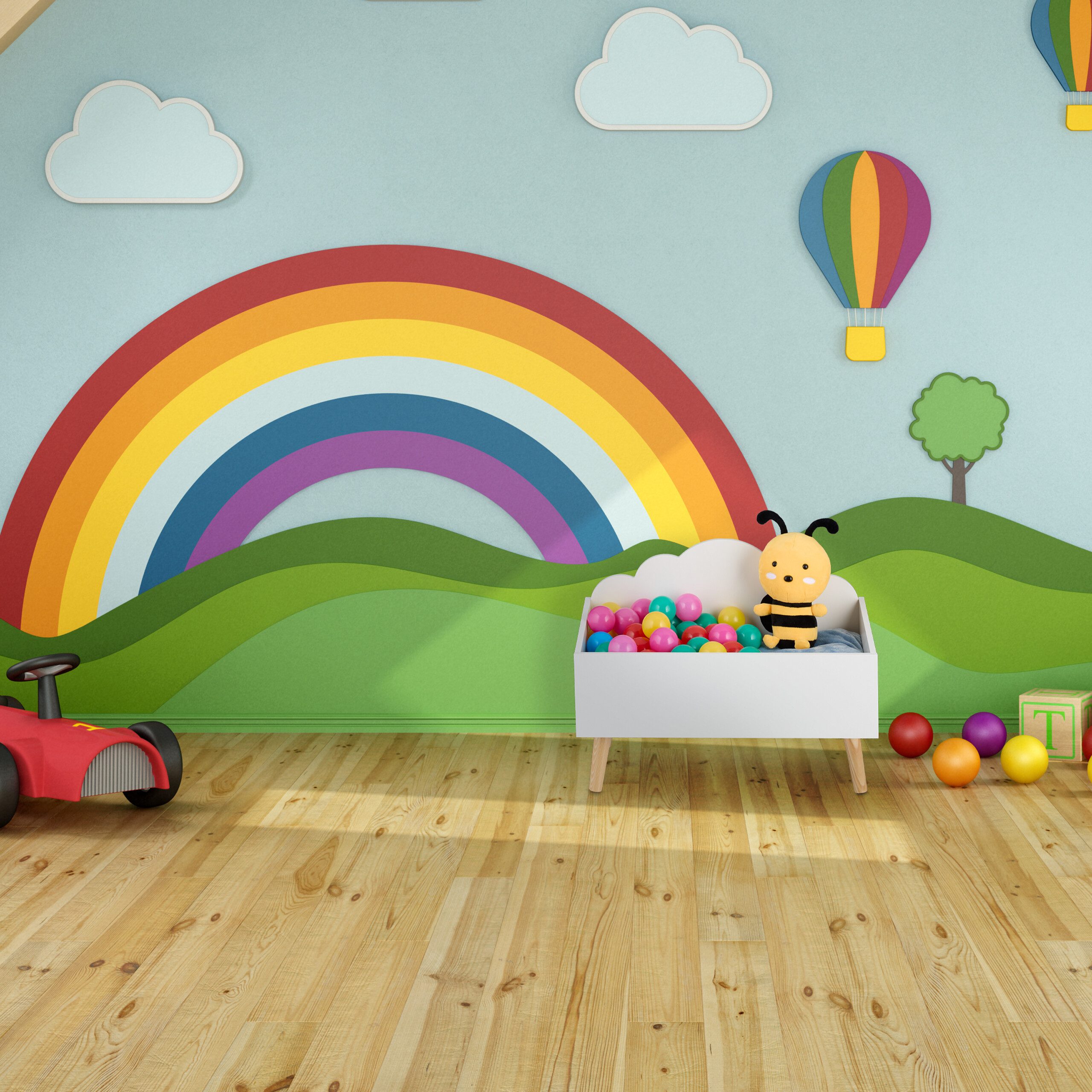 relaxdays Spielzeugtruhe Kindertruhe Wolken-Design günstig online kaufen