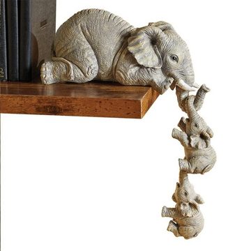 HYTIREBY Tierfigur Elefanten Regal Figuren, 3er Set mit,Handbemalte Harz Sammelfiguren