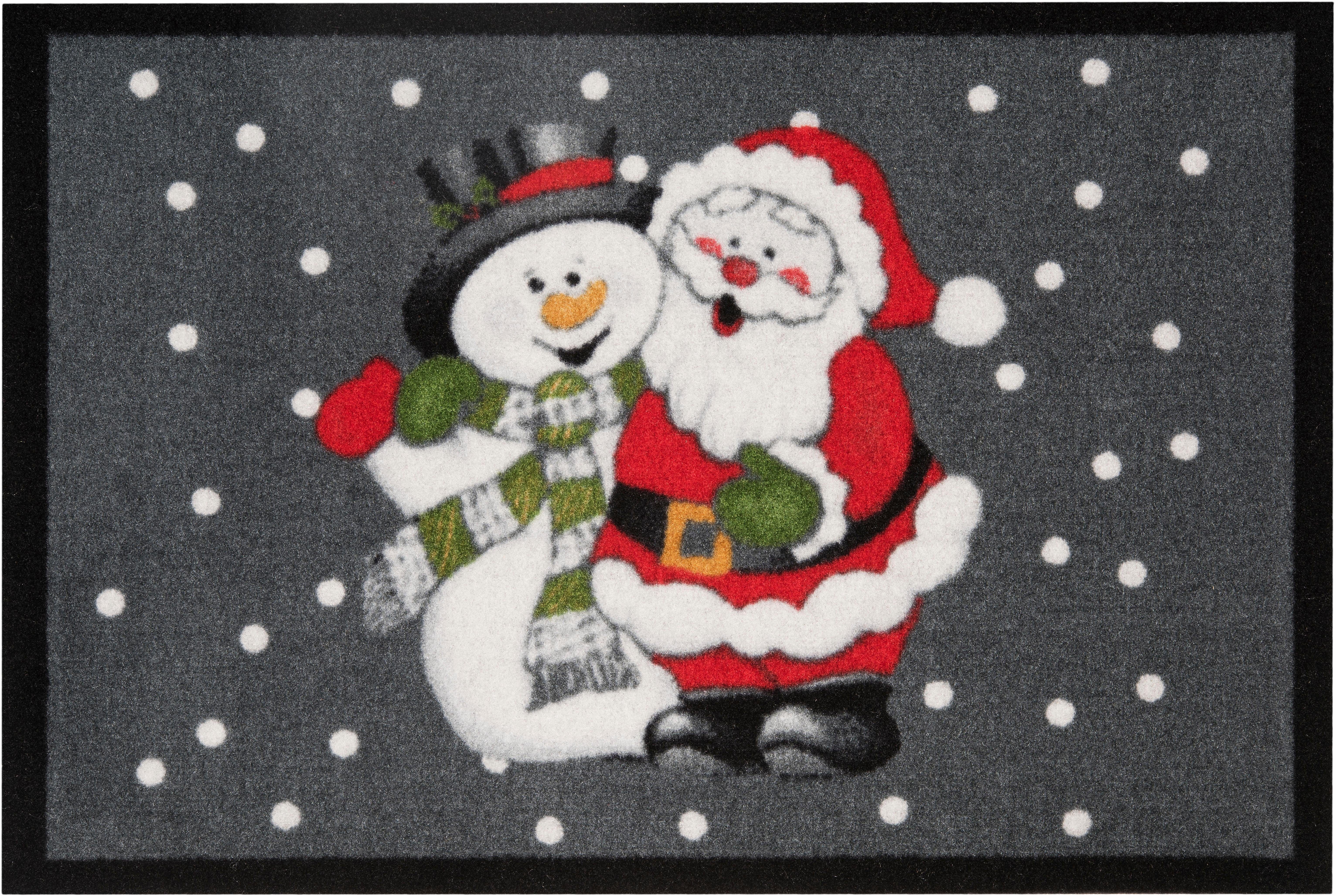 Schriftzug, Rutschfest, & Outdoor, Fußmatte Waschbar, HANSE mm, Flur Home, 7 Snowman, Höhe: In- Festlich, rechteckig, Santa
