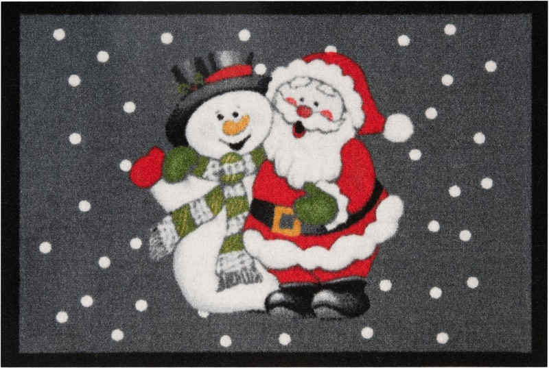 Fußmatte Santa Snowman, HANSE Home, rechteckig, Höhe: 7 mm, In- & Outdoor, Rutschfest, Schriftzug, Waschbar, Festlich, Flur