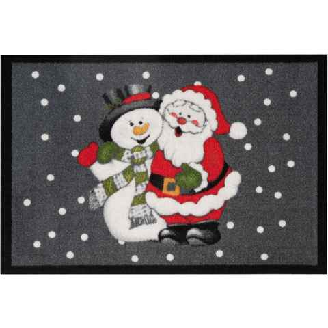 Fußmatte Santa Snowman, HANSE Home, rechteckig, Höhe: 7 mm, In- & Outdoor, Rutschfest, Schriftzug, Waschbar, Festlich, Flur