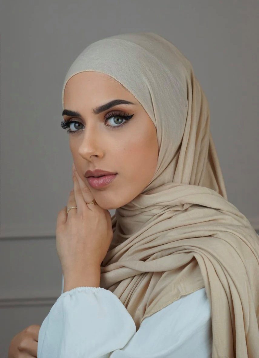 Schal, (Hidschab) Jersey Hijab Kopftuch Rutschfrei Stoff Losyana Beige Kopftuch