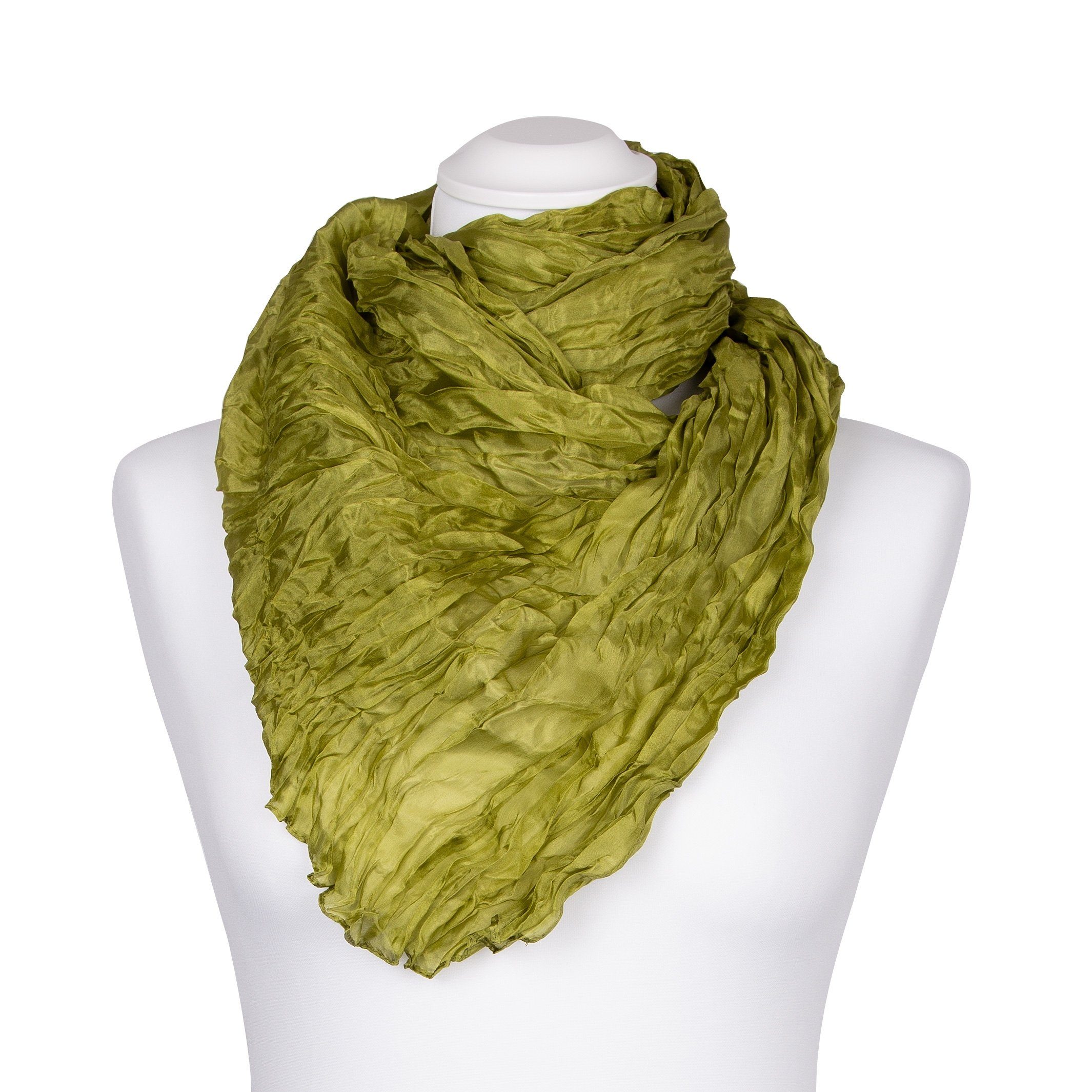 Silkroad Seidenschal Knitterschal Halstuch Schal XXL olive