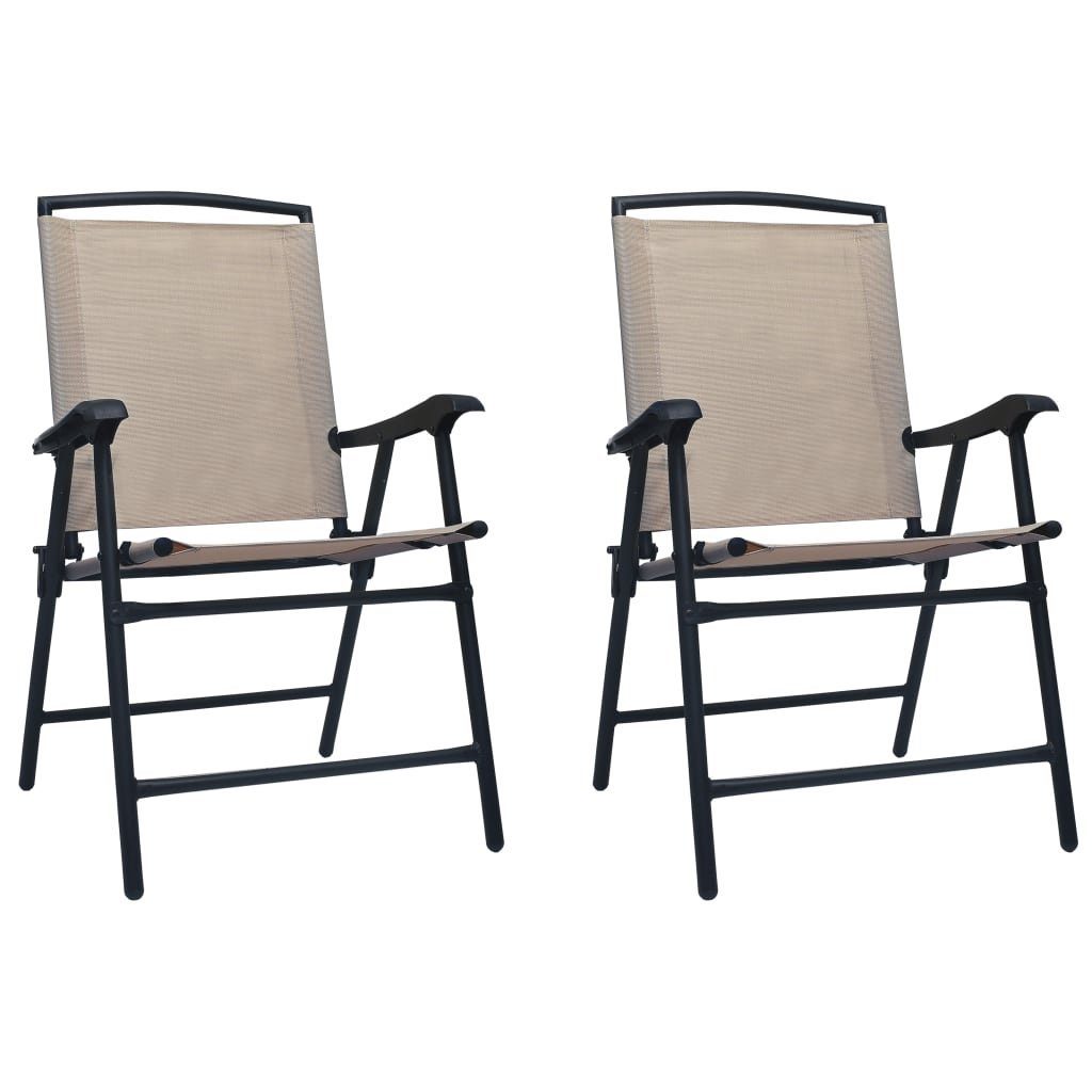 vidaXL Gartenstuhl Klappstühle, 2 Stück, Textilene Taupe (2 St), Klappstühle, 2 Stück, Textilene Taupe