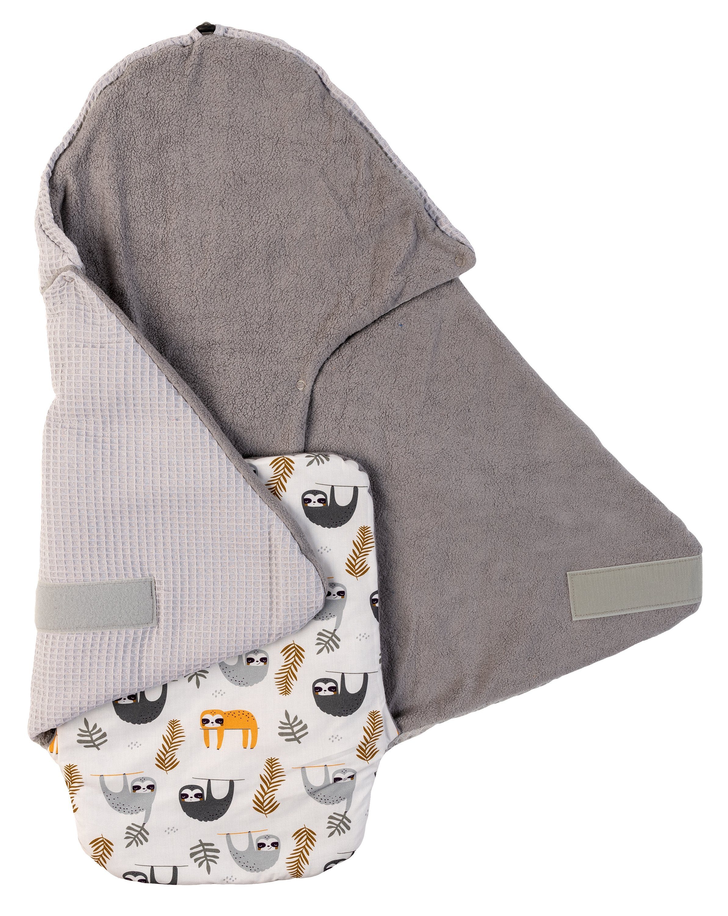 Einschlagdecke Für die Babyschale, Grau Faultiere, TOG-Wert 2,5