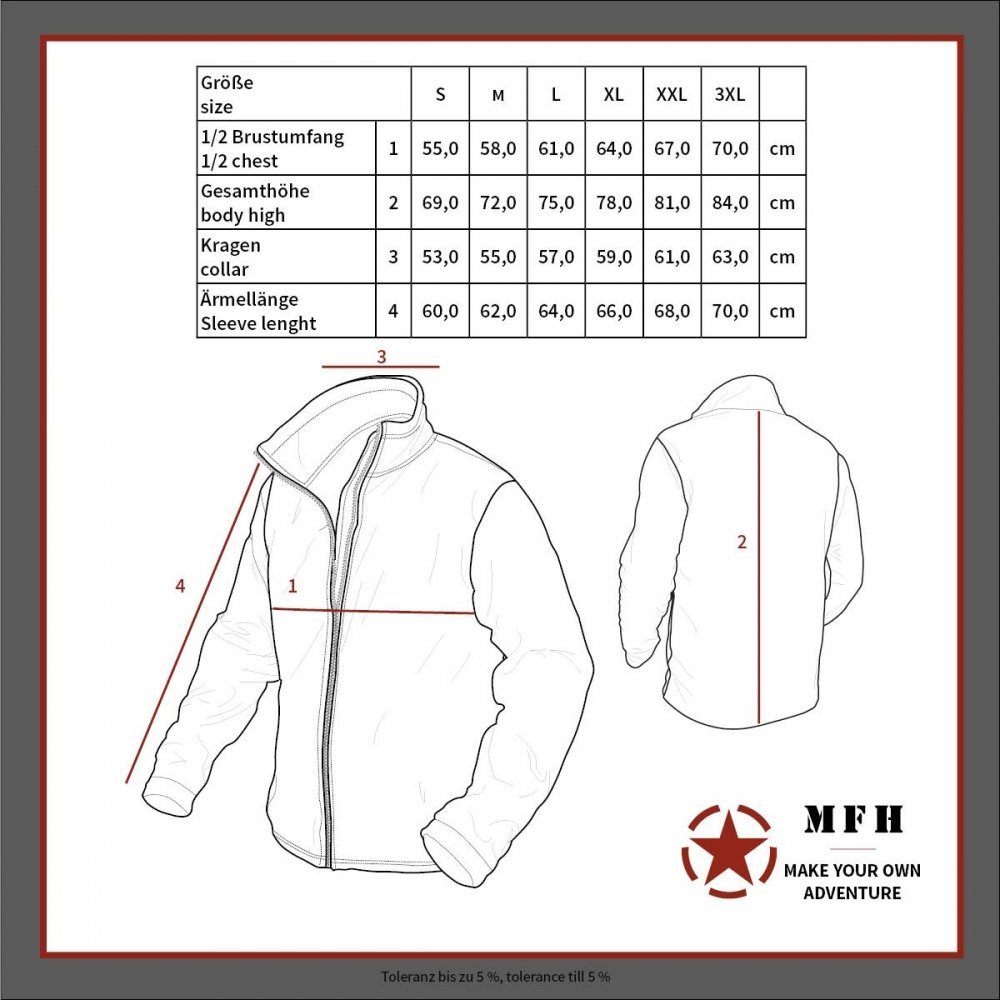 MFHHighDefence Fleecejacke Fleece-Jacke, Combat, schwarz - S