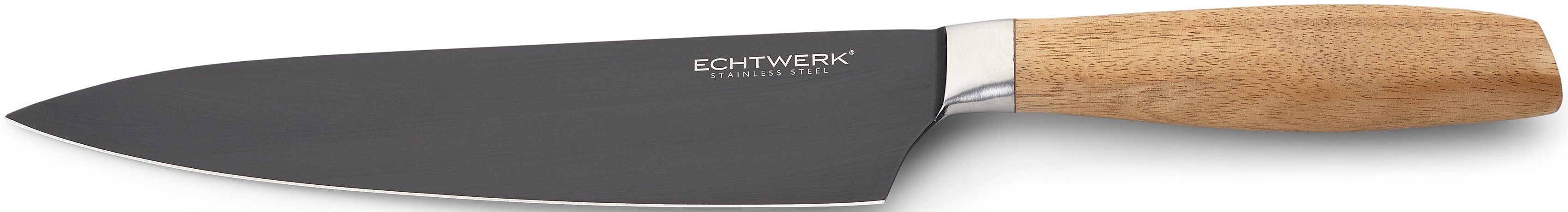 ECHTWERK Kochmesser Classic, aus hochwertigem Stahl, Akazienholzgriff, Black-Edition, 20 cm