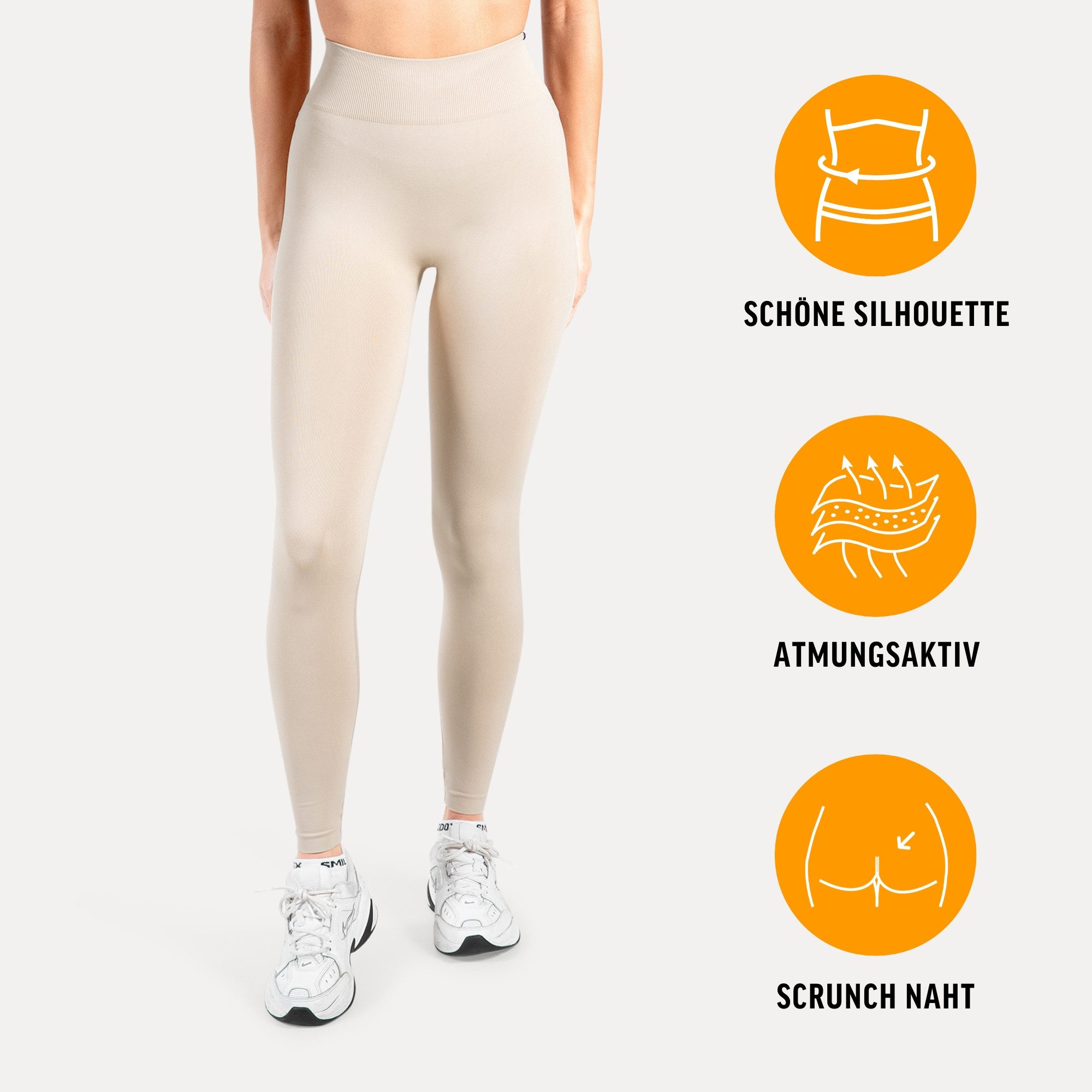 Smilodox Leggings Slayton Scrunch, Seamless Push-Up Sporthose High Waist V-Shape Bund Invisible Scrunch Blickdicht Yogahose, Fitness Gym Yoga Alltag