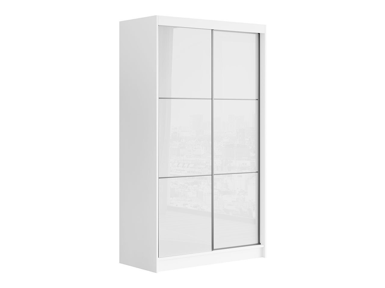 MKS 120 MÖBEL Weiss Lacobel-Glas Tür der mit cm, an Schiebeschrank Weißer Kleiderschrank VALENCIA