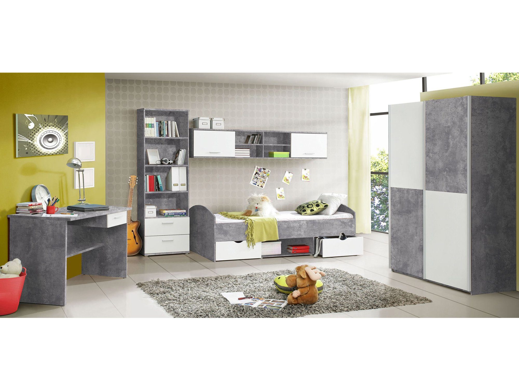 Moebel-Eins Kinderbett, LILLY Jugendbett / Funktionsbett 90x200 cm, Material Dekorspanplatte