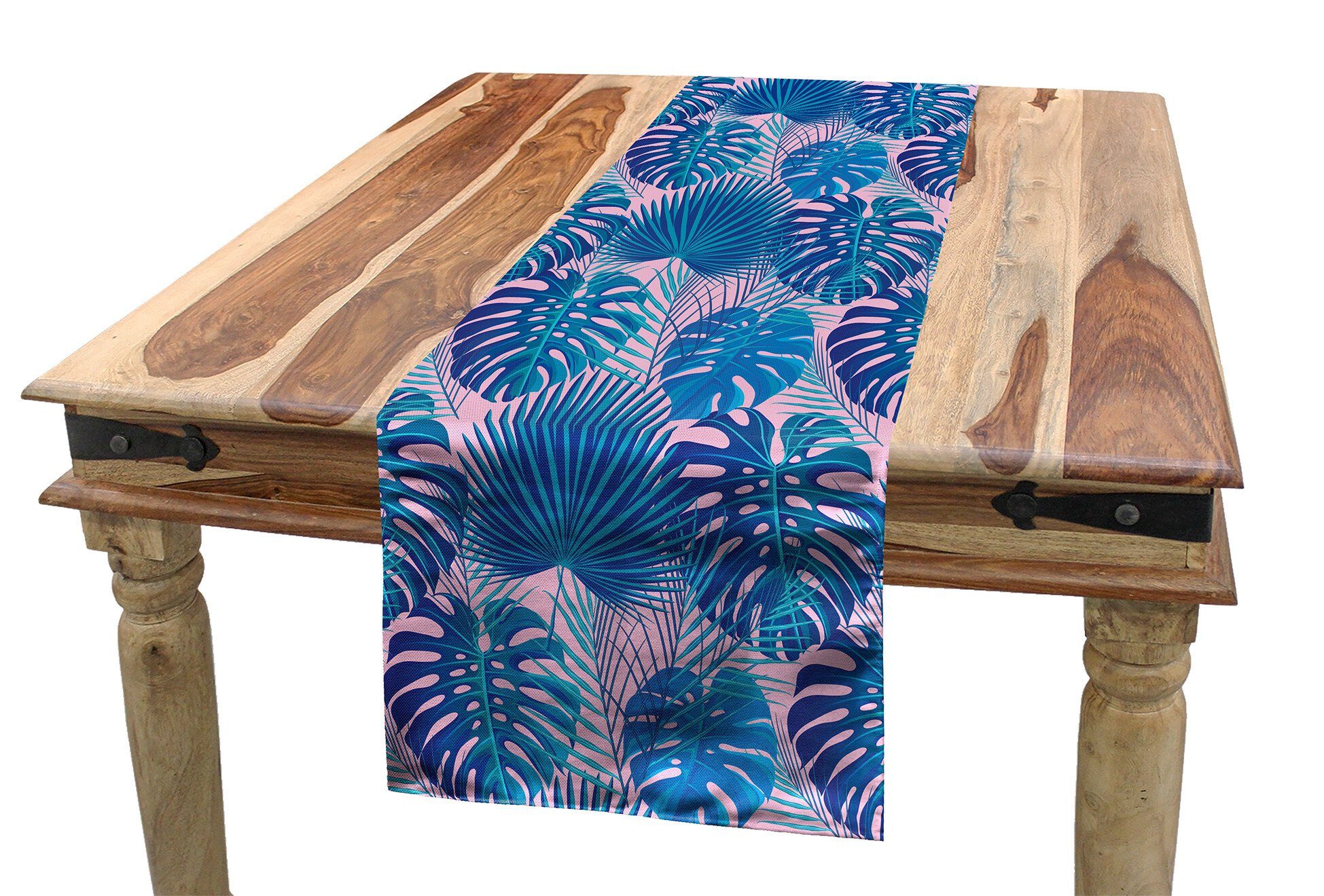 Abakuhaus Tischläufer Esszimmer Küche Rechteckiger Dekorativer Tischläufer, Tropisch Exotische Palm Monochrome