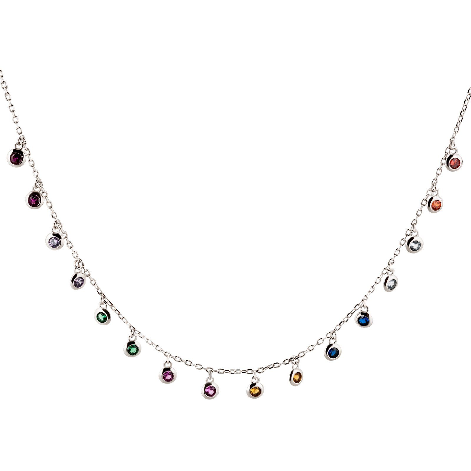 Schöner-SD Collier Silberkette viele kleine Anhänger bunt multicolor mehrfa günstig online kaufen