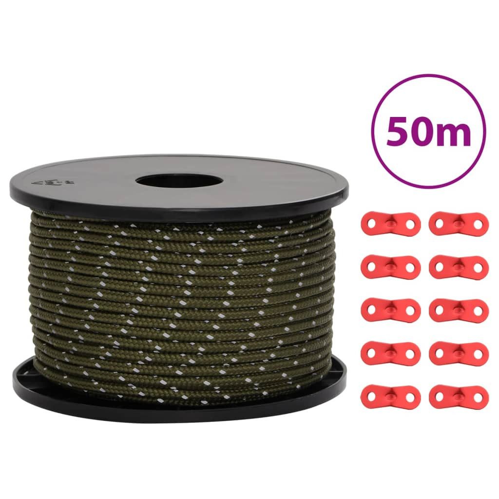 vidaXL Abspannleine vidaXL Zeltleine Reflektierend mit Seilspannern 50 m 5 mm