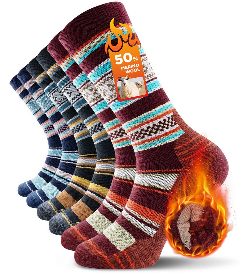 TANSTC Sportsocken Merino-Wollsocken für Damen und Herren, warme Socken, Wintersocken Weich, warm, vielseitig nutzbar, 3er-Pack