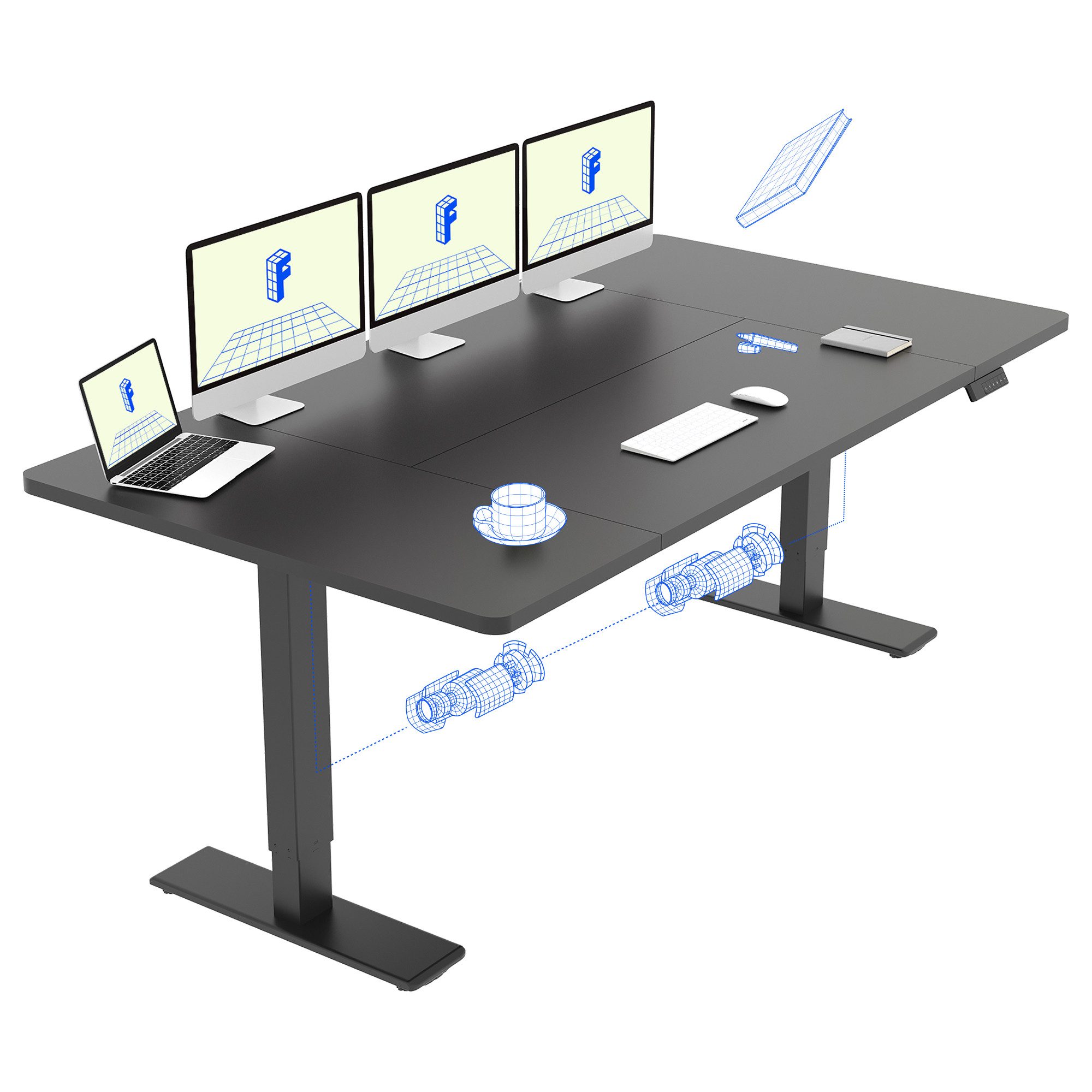 FLEXISPOT Schreibtisch Sitz-Steh-Tisch mit Memory-Funktionen (110X54/140X70/ 160X70/ 180X80/ 200X80 CM), Dual-Motor, 4 Speicherplätze, Anti-Kollisionssystem