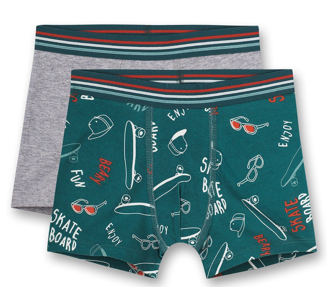 s.Oliver Junior Boxershorts s.Oliver Jungen 2er Pack Boxershorts Shorts grün grau (Set, 2-St)