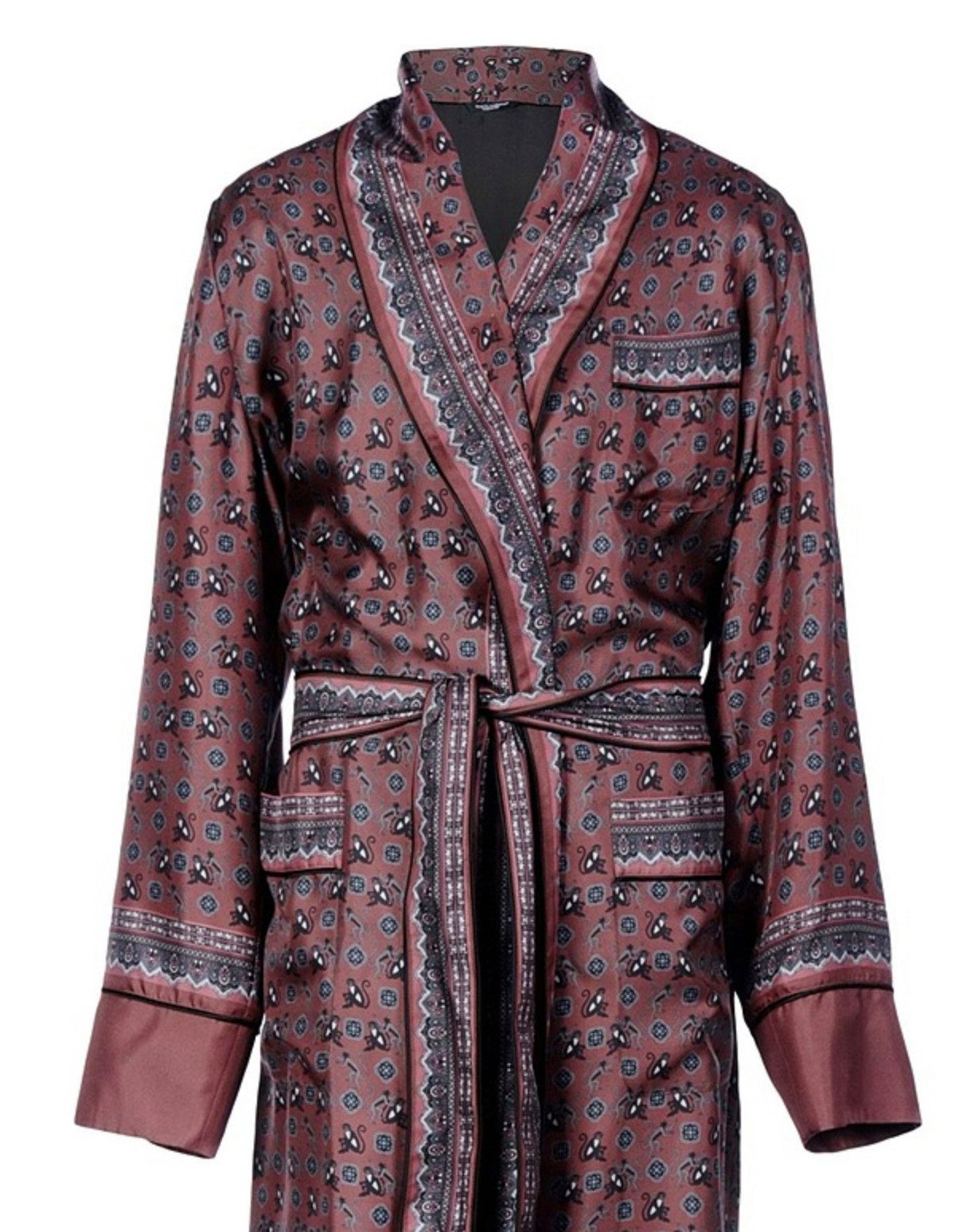 DOLCE & GABBANA Morgenmantel Morgenmantel Mantel aus Seide Bademantel mit Paisley-Print S, Bindegürtel, Hergestellt in Italien mit Paisley-Muster