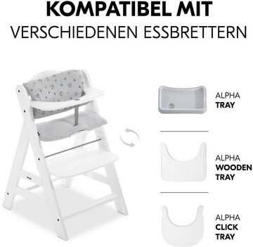 Hauck Hochstuhl Alpha+, weiß + Sitzauflage Rainbow (Set, 3 St)