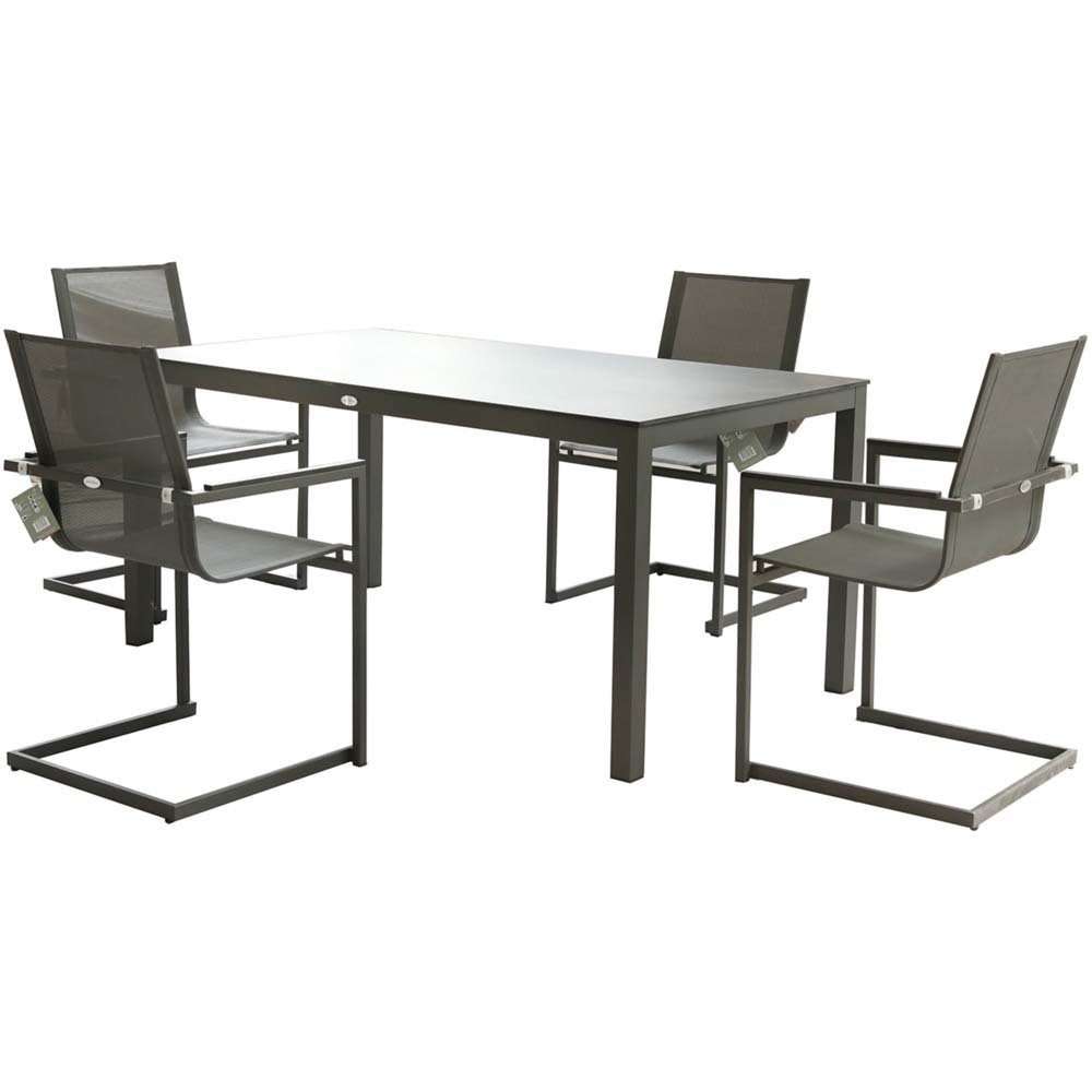 etc-shop Stuhl, 5-Teilige Tisch Sitz Gruppe anthrazit Edelstahl ALU ...