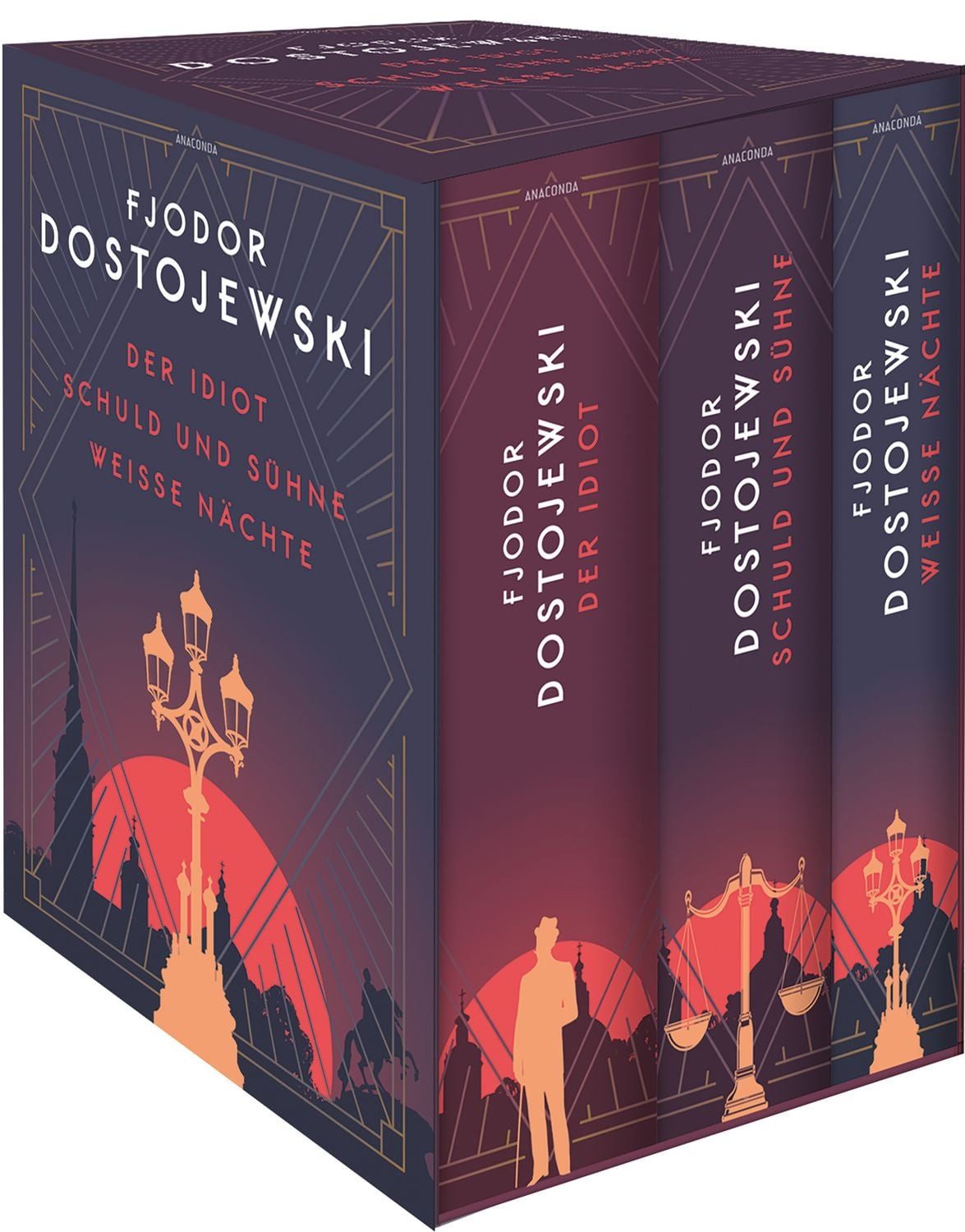 Dostojewski - Drei Bände im Schuber. Schuld und Sühne. Der Idiot. Weiß / Fjodor M. Dostojewski