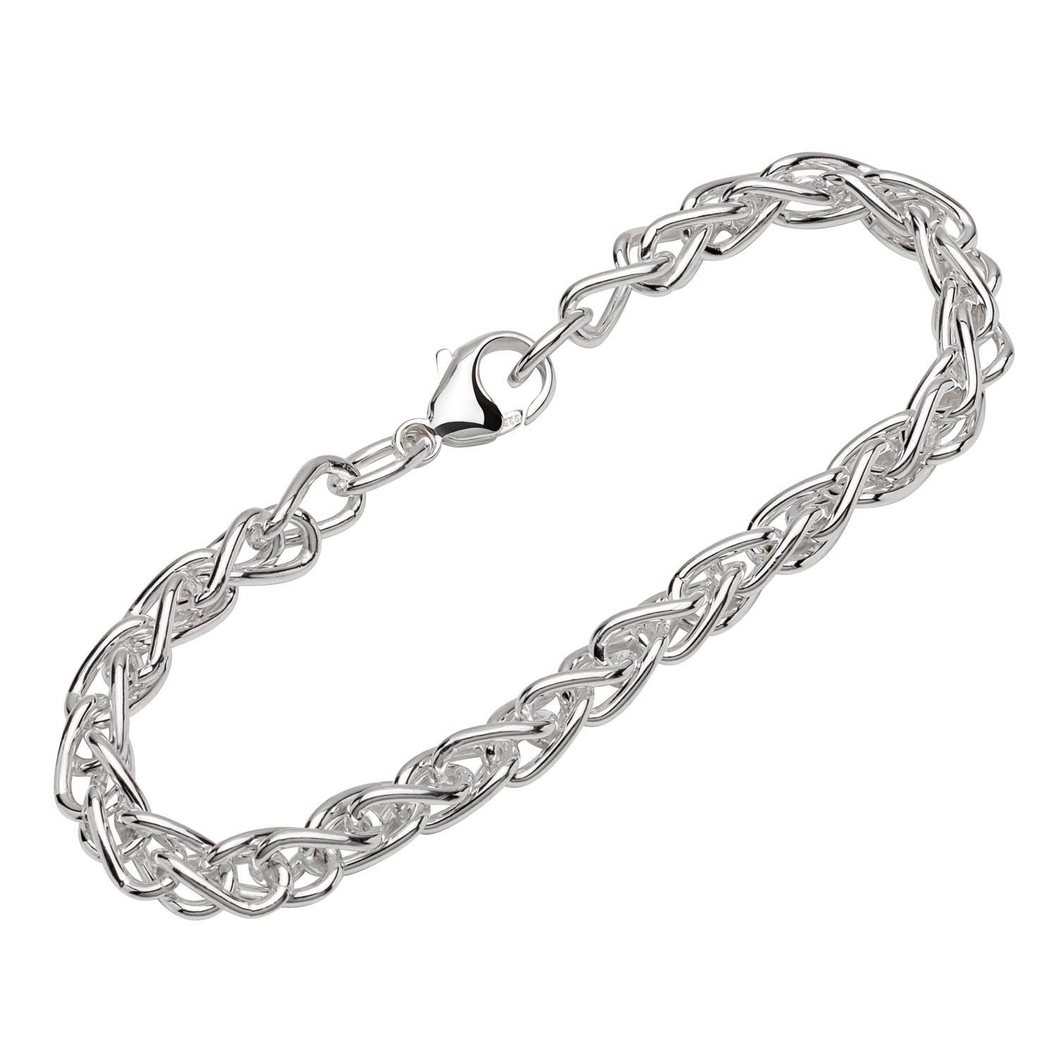 NKlaus Silberarmband Armband 925 Sterling Silber 22cm Zopfkette rund He (1 Stück), Made in Germany